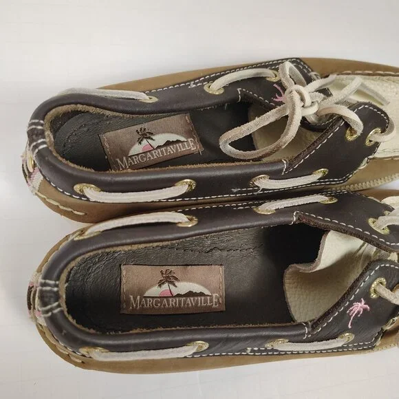 Margaritaville Leather Boat Shoes Womens sz 6 - Picture 9 of 11